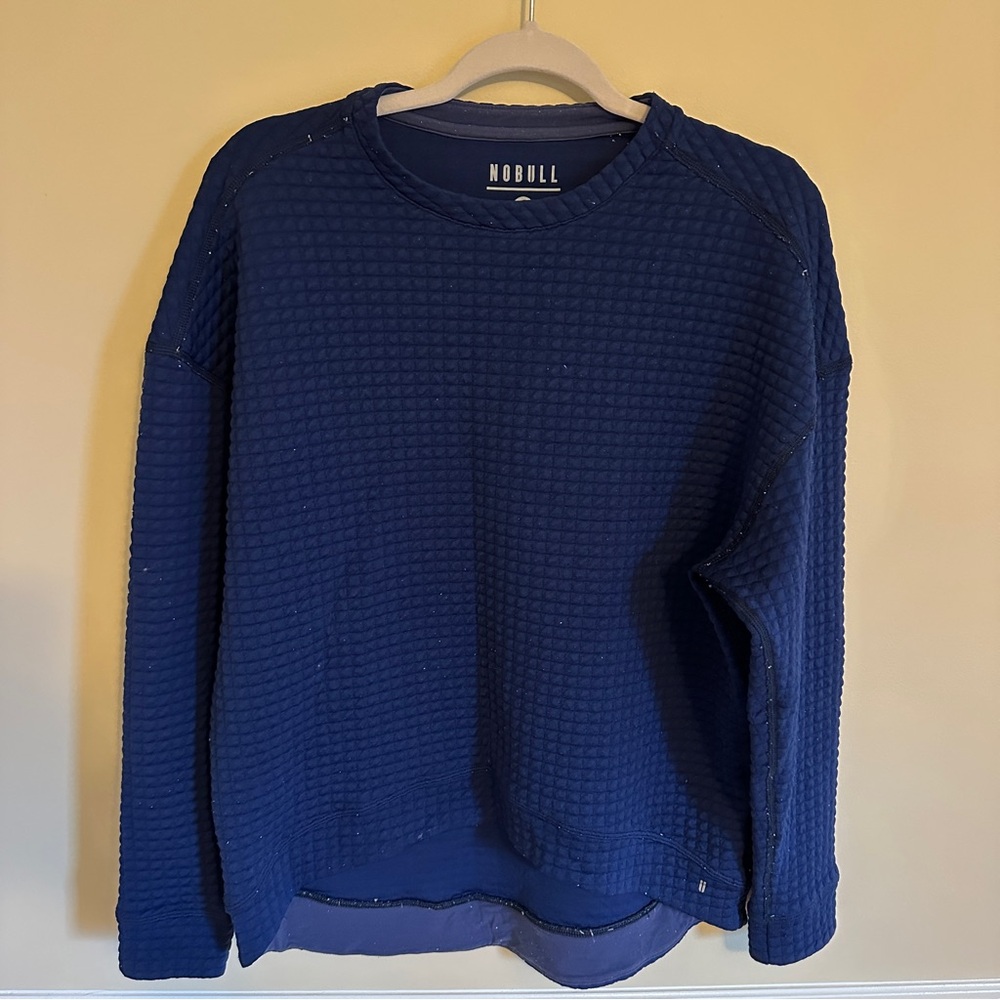 NOBULL Women's Waffle Quilted Blue Crewneck Sweater